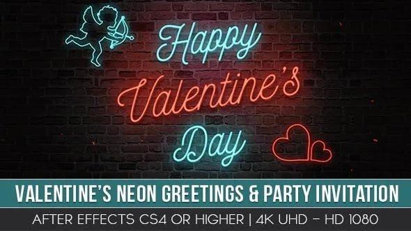 Скачать с Яндекс диска Videohive Valentine’s Neon Greeting & Party Invitation 21347949